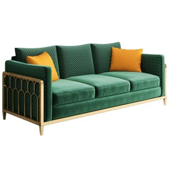 Versace Stainless Steel & Fabric Living Room Sofa
