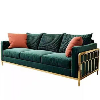 Versace Stainless Steel & Fabric Living Room Sofa
