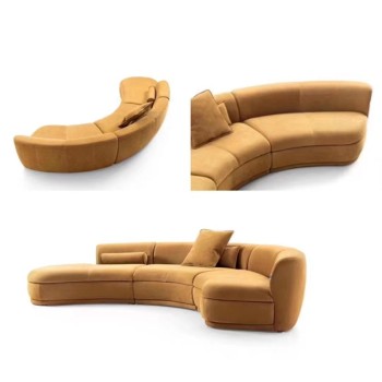 Baxter Curved Sofa Upholstered in Nubuck Fabric