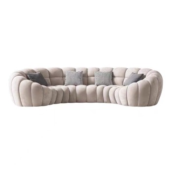 Rochebobois Fabric Curved Sofa and Comfortable Living Room