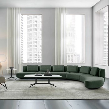 Gallotti&Radice Fabric Curved Sofa Designed to Elevate