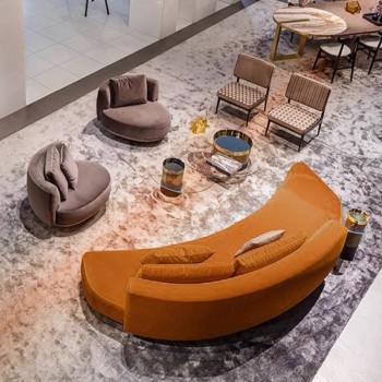 Gallotti&Radice Fabric Curved Sofa Designed to Elevate