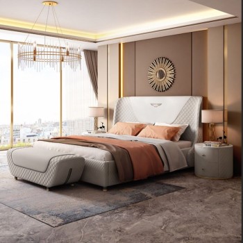 Bentley Bed Covered in Nubuck Fabric