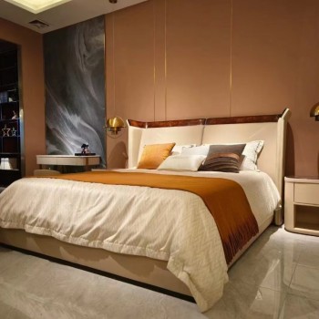 Bentley Bed Upholstered in Top Grain Cow Leather