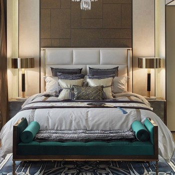 FENDI Bed Upholstered in Top Grain Cow Leather (XF-9059)