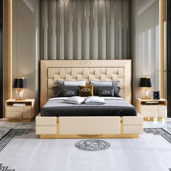 Visionnaire Bed Upholstered in Top Grain Cow Leather