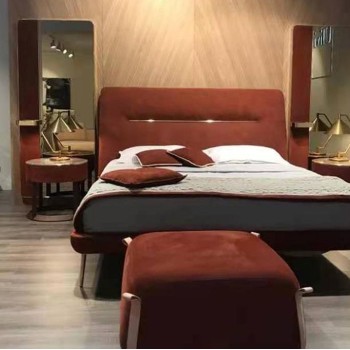 Ulivi Bed Upholstered in Nubuck Fabric