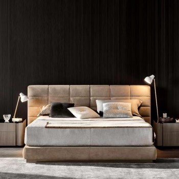 Minotti Nubuck Fabric Bed Designed